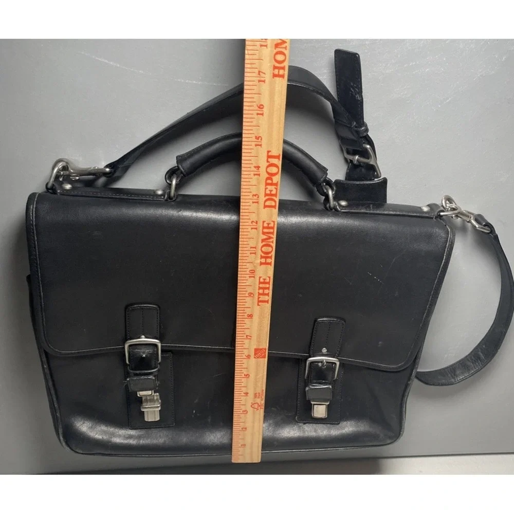 Vintage COACH F06455 Thompson Black Leather Briefcase Laptop Messenger Bag